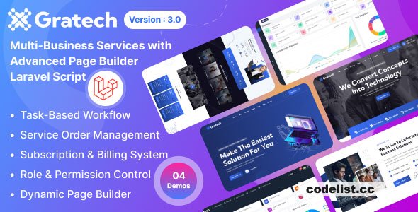 Gratech v3.0 - Multi-Business Services with Advanced Page Builder & Workflow Tools