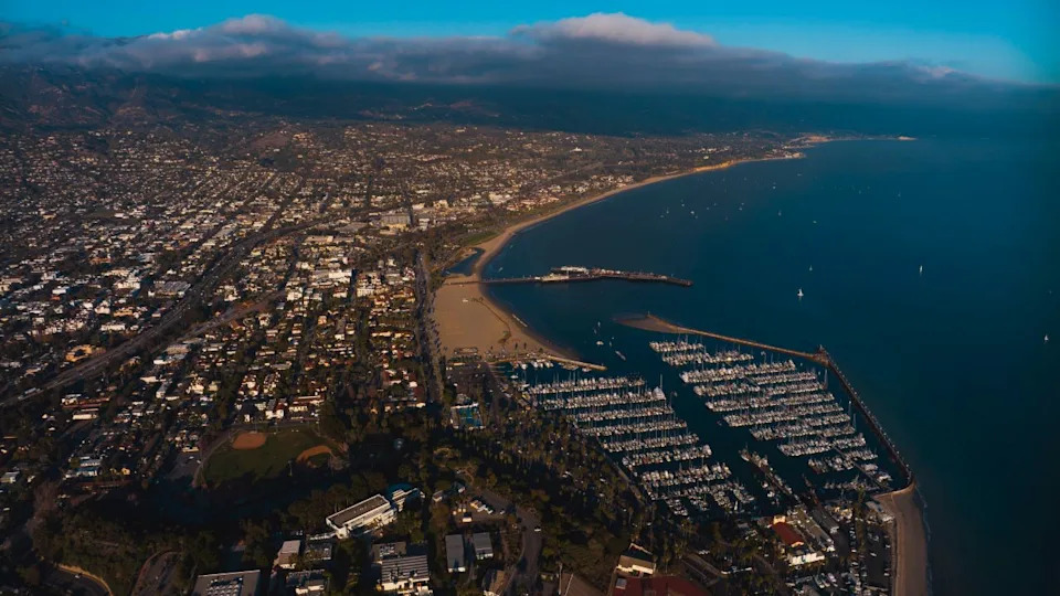Harbor and Santa Barbara Pier looking south from Drone elevated view, California. (Photo by: Visions of America/Universal Images Group via Getty Images)