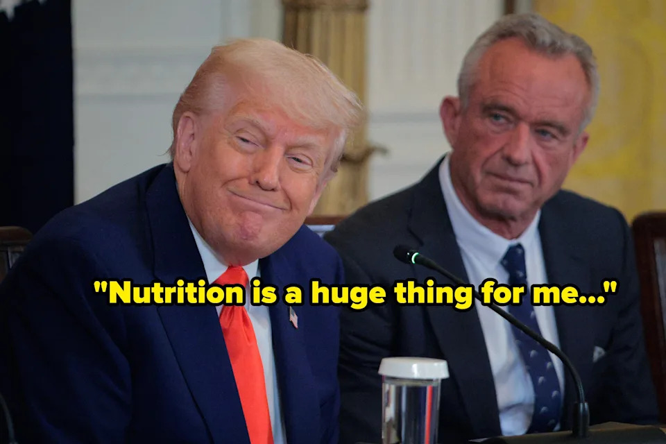 U.S. President Donald Trump and Health and Human Services Secretary Robert F. Kennedy Jr. attend an event
