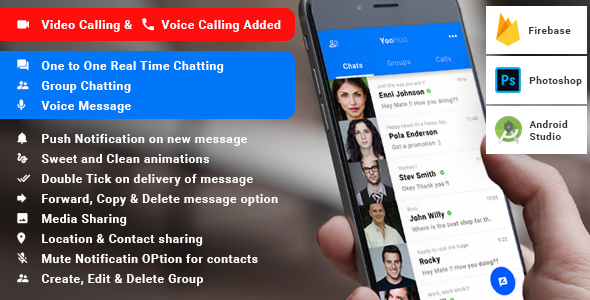 YooHoo v5.0 - Android Chatting App with Voice/Video Calls, Voice messages + Groups -Firebase | Complete App YooHoo v5.0 - Android Chatting App with Voice/Video Calls, Voice messages + Groups -Firebase | Complete App
