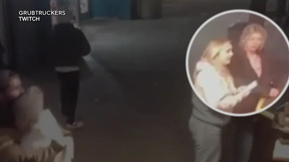 Kaylee Goncalves and Maddie Mogen seen in surveillance video from the Grub Truck. / Credit: Grubtruckers/Twitch