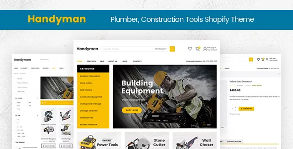 Handyman - Drag & Drop Plumber, Construction Tools Shopify Theme v2.0