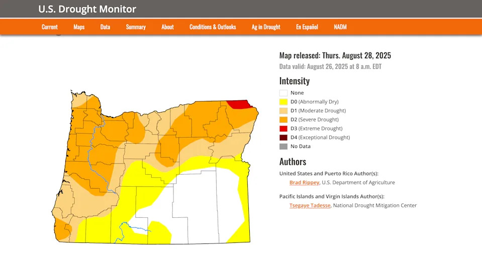 The U.S. Drought Monitor on Aug. 28.