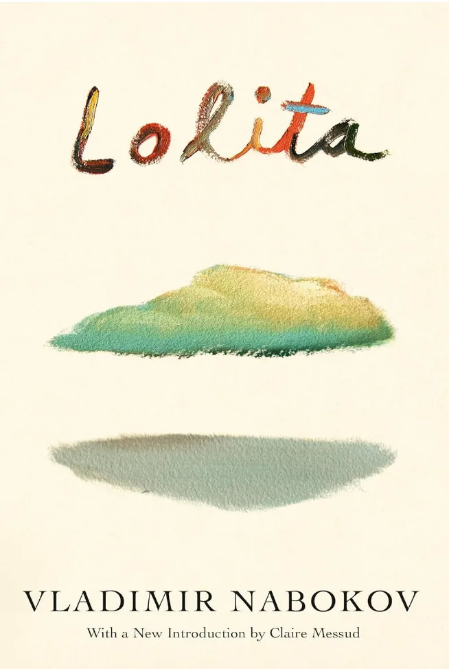 Book cover of "Lolita" by Vladimir Nabokov features the title in artistic script above an abstract landscape, with an introduction by Claire Messud