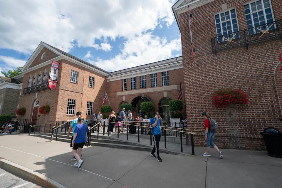 Jul 19, 2024; Cooperstown, New York, USA; A general view of the National Baseball Hall of Fame Museum in Coopesrtown, NY. Mandatory Credit: Gregory Fisher-Imagn Images© Gregory Fisher-Imagn Images