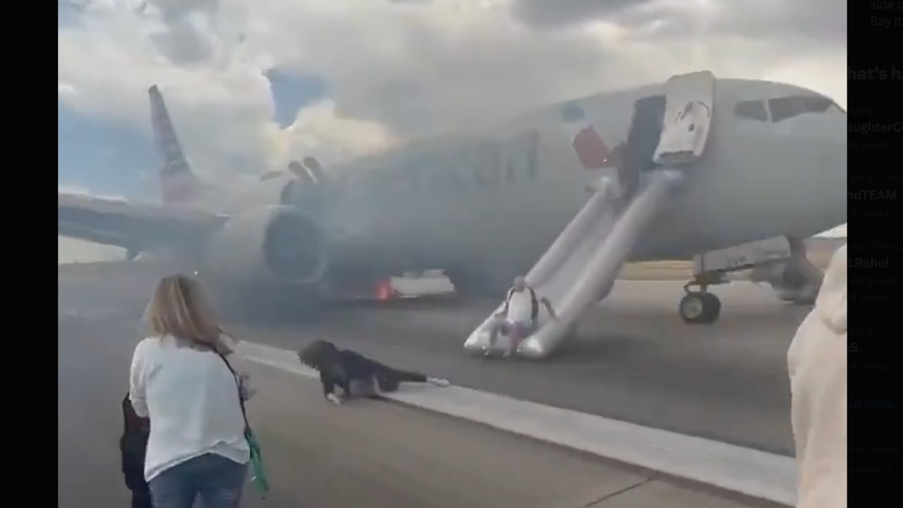 美國航空波音737客機故障　起飛前失火冒煙　乘客狼狽逃生｜有片
