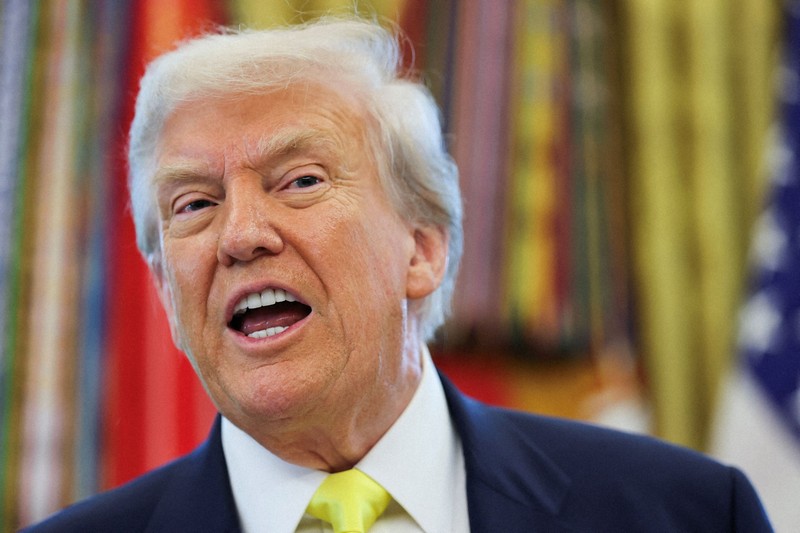 トランプ米大統領＝ワシントンのホワイトハウスで2025年8月7日、ロイター