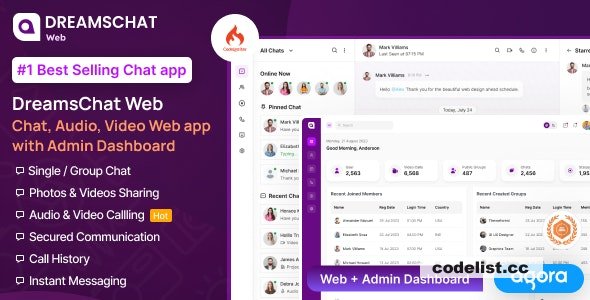DreamsChat Web - Chat, Audio, Video Web APP with Admin Dashboard - 4 March 2024