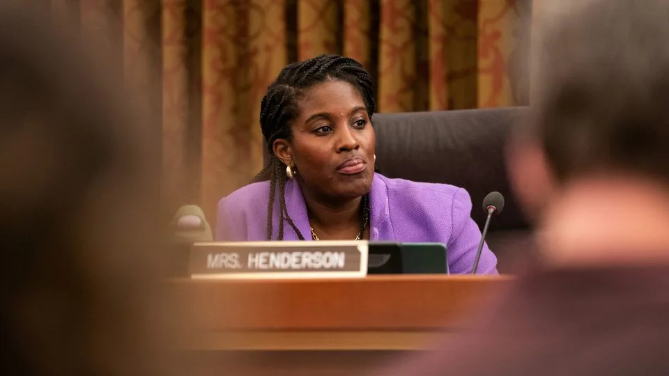 At-Large Councilmember Christina Henderson at the Wilson Building in Washington, DC, on August 1. - Allison Robbert/The Washington Post/Getty Images