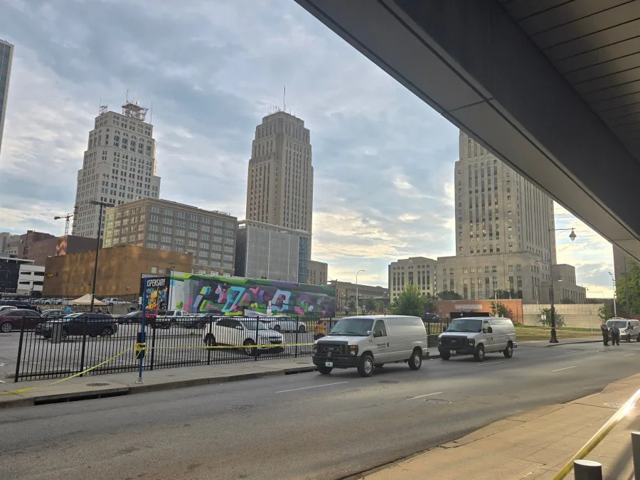 This is a photo of a deadly shooting scene in downtown Kansas City, Missouri on August 24, 2025