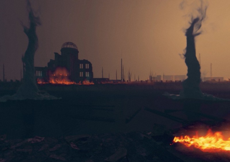 原爆投下後の広島を再現したVRの画像＝出典:PEACE　PARK　TOUR　VR