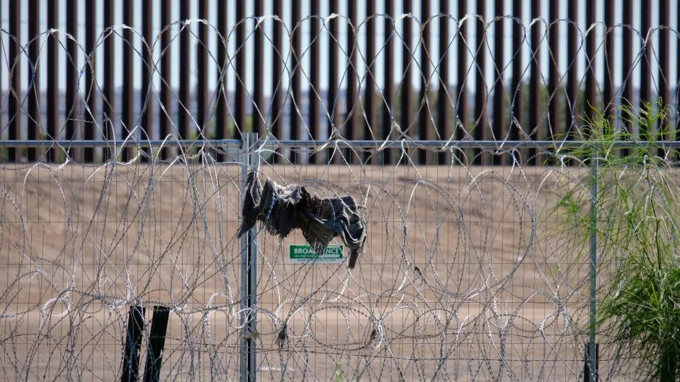 Razor wire at the at the border wall in Juarez, Chihuahua state, Mexico, on July 18. - Mauricio Palos/Bloomberg/Getty Images