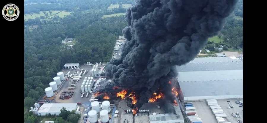 Massive fire after explosion at Louisiana business