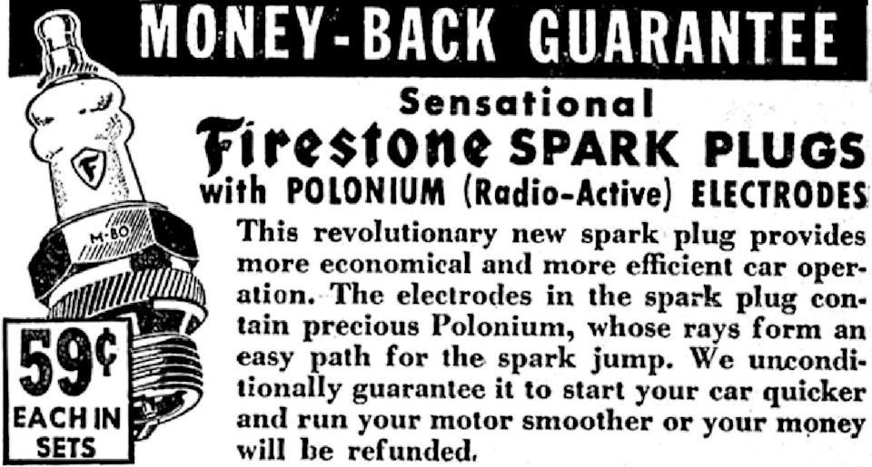 firestone radioactive po210 spark plugs
