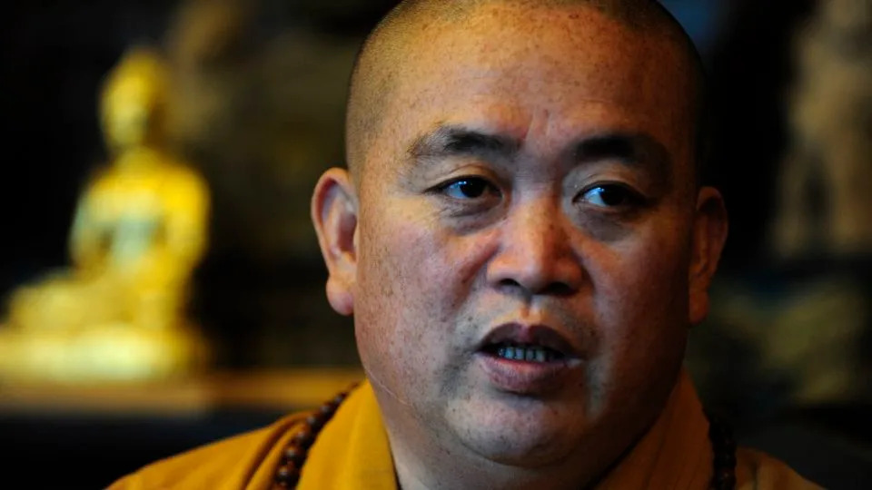 The abbot of Shaolin Temple, Shi Yongxin, speaks at the famous Buddhist monastery in central China's Henan province on November 8, 2009. - Peter Parks/AFP/Getty Images