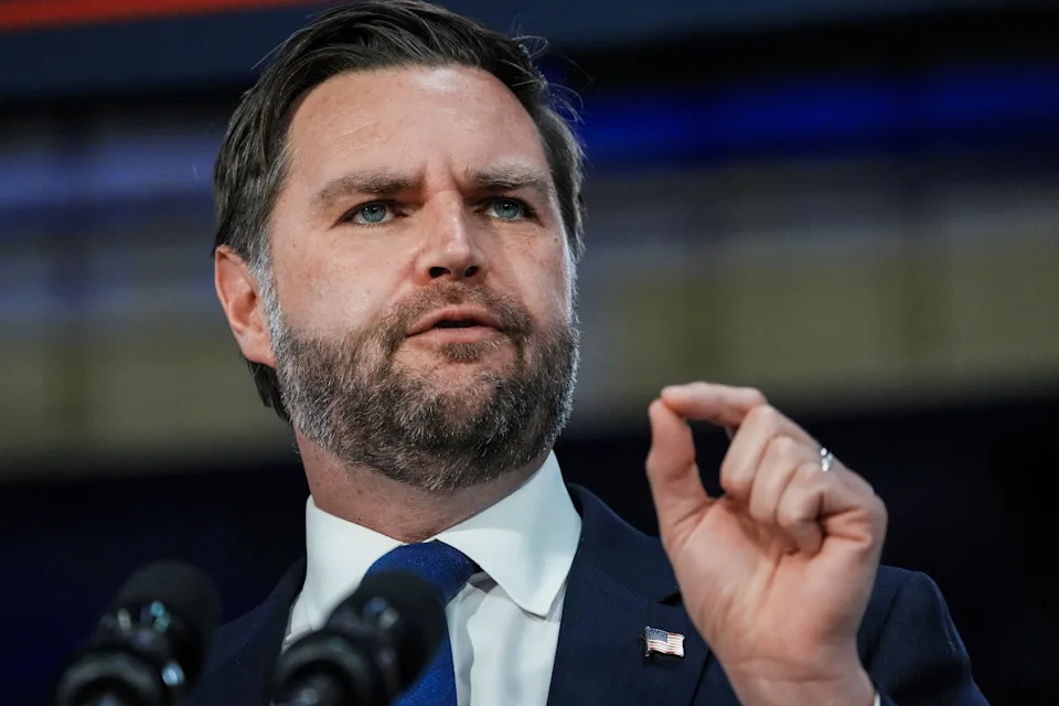 U.S. Vice President JD Vance speaks about the "One Big Beautiful Bill" law in West Pittston, Pennsylvania, U.S., July 16, 2025.