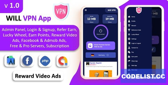 WILL VPN App v1.0 - VPN App With Admin Panel