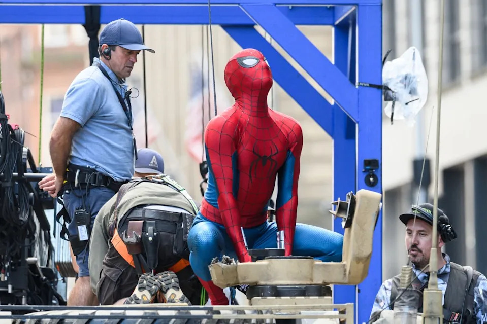 Tom Holland films scenes for “Brand New Day” in Glasgow, Scotland. Wattie Cheung / MEGA