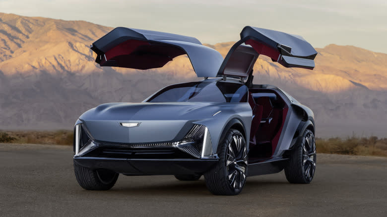Cadillac Elevated Velocity front 3/4 view parked in the desert
