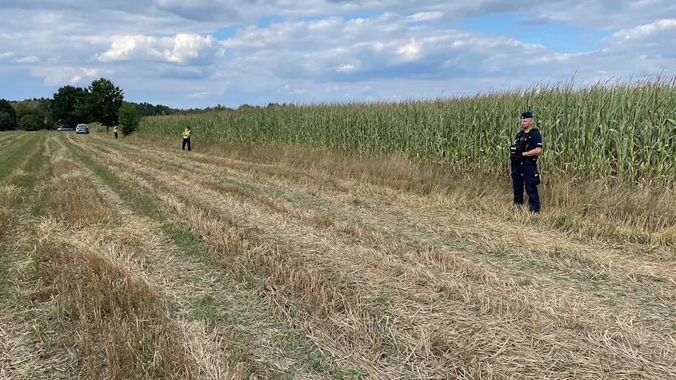A Polish field where a Russian drone crashed.