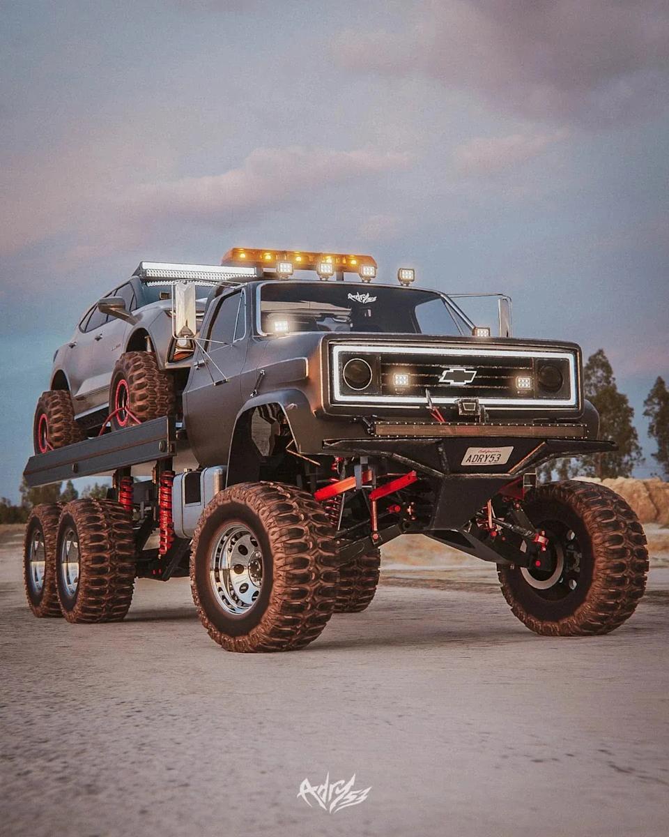 Lifted 6×6 Chevy C70 Rendered as Ultimate Off-Road Hauler for Rugged Blazer Build