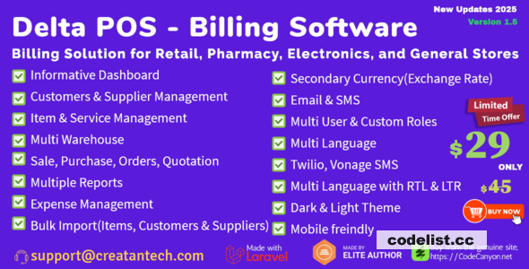 Delta v2.1 - Invoicing, POS, Billing & Inventory Management System with GST & CRM
