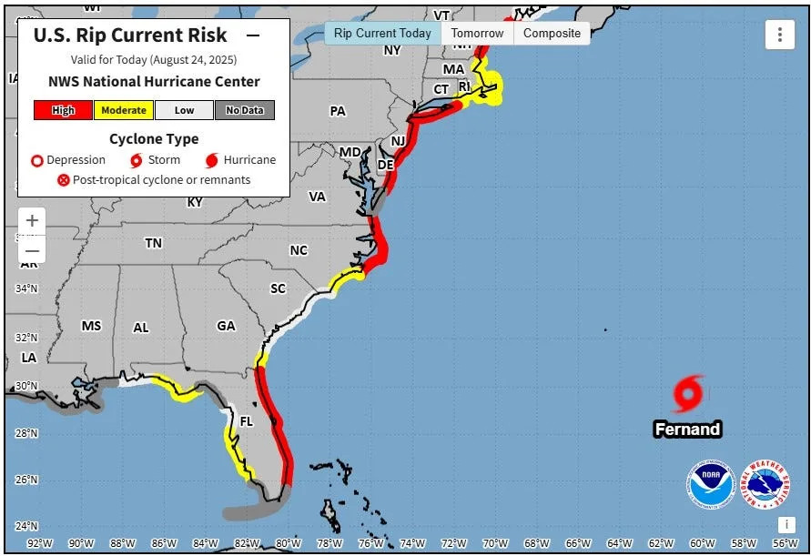 Tropical Storm Fernand rip currents