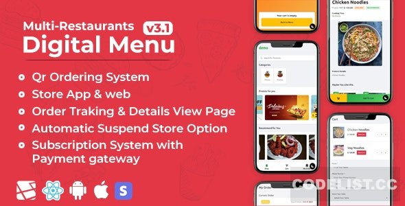 Chef v3.1 - Multi-restaurant Saas - Contact less Digital Menu Admin Panel with - React Native App Chef v3.1 - Multi-restaurant Saas - Contact less Digital Menu Admin Panel with - React Native App
