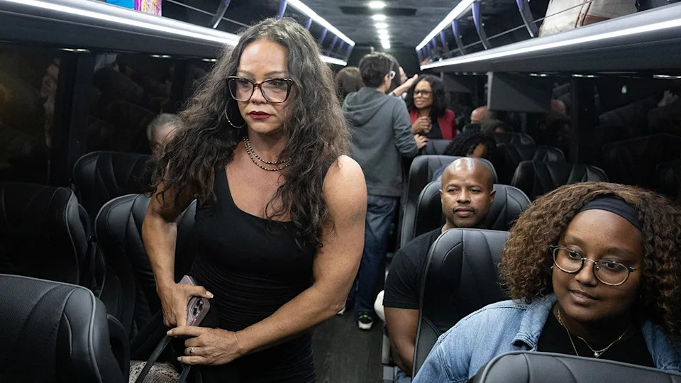 Texas Democrats on a bus in Illinois