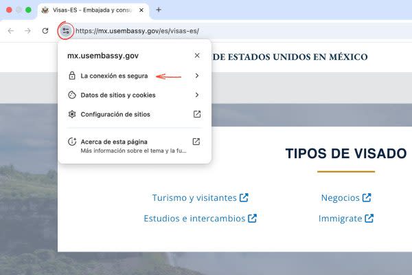 Icono de candado que comprueba que la navegación es segura.