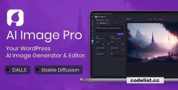AI Image Pro v2.0.1 - WordPress AI Image Generator & Editor, DALLE & Stable Diffusion