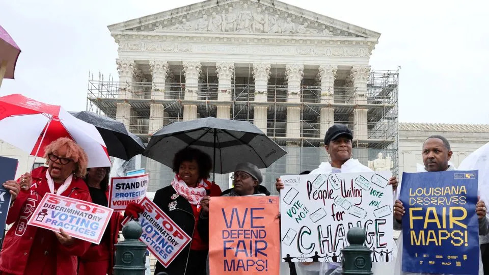 Black Louisiana voters and civil rights advocates call on SCOTUS to uphold a fair and representative congressional map in Louisiana v. Callais at Supreme Court of the United States on March 24, in Washington, DC. - Jemal Countess/Getty Images/File