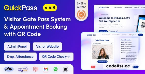 QuickPass v5.8 - Appointment Booking & Visitor Gate Pass System With Qr Code - nulled
