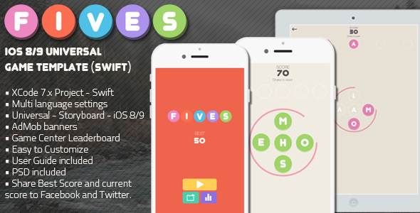 FIVES - iOS Multi Language Word Game Template (Swift) FIVES - iOS Multi Language Word Game Template (Swift)