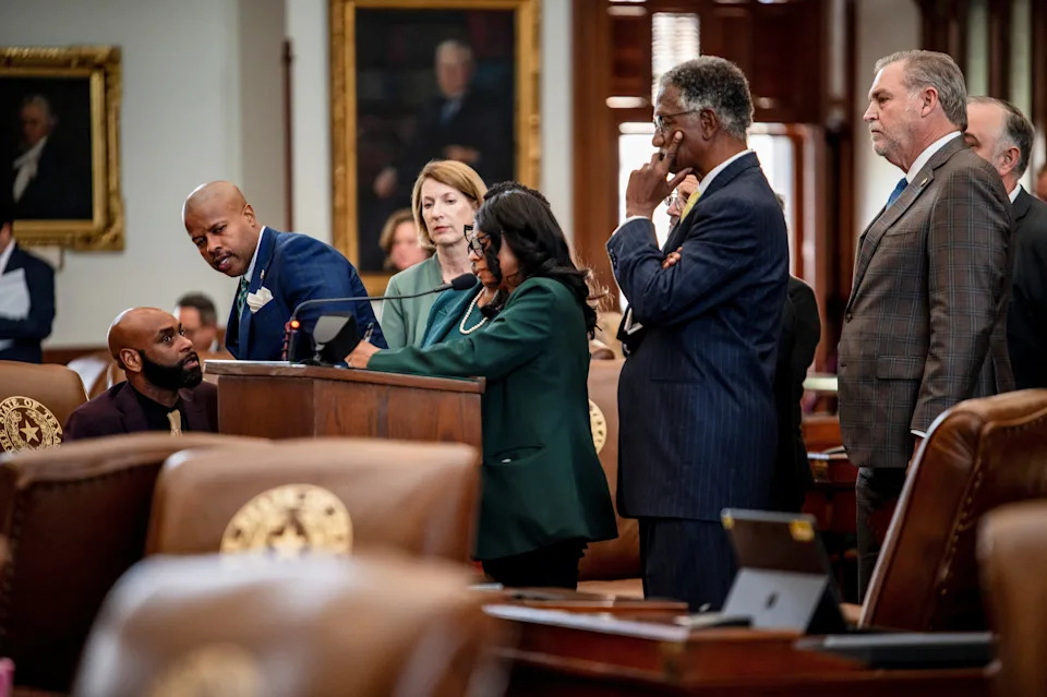 Democratic State Rep. Nicole Collier asks questions about H.B. 4 during a session as Democratic lawmakers, who left the state to deny Republicans the opportunity to redraw the state's 38 congressional districts, begin returning to the Texas State Capitol in Austin, Texas, U.S. August 20, 2025. REUTERS/Sergio Flores