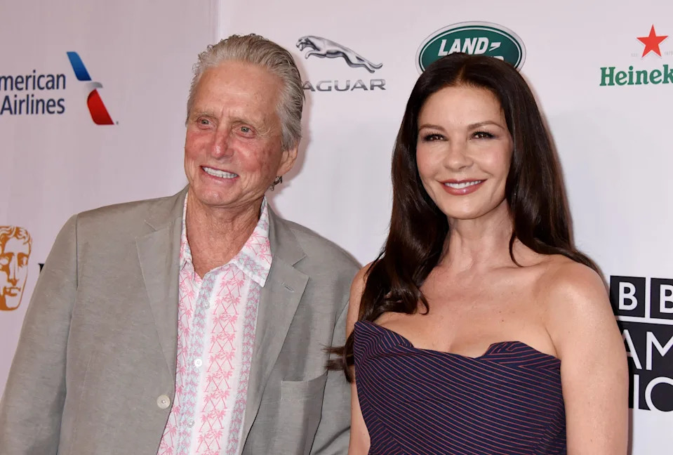 Michael Douglas and Catherine Zeta-Jones attend the 2019 BAFTA Los Angeles and BBC America TV Tea Party