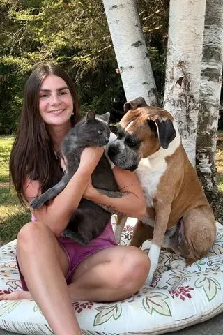 Fiona Begg Fiona Begg and rescue cat and her dog