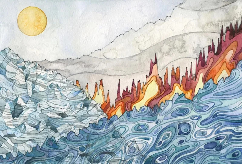 In her 2015 watercolor