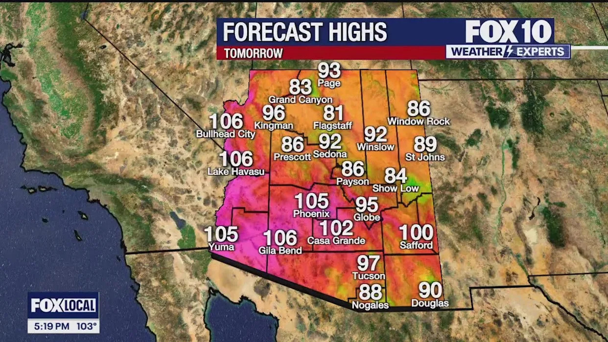 Arizona weather forecast: Highs in the low-100s this weekend in Phoenix