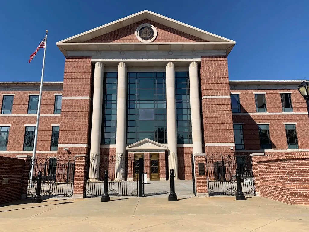 The exterior of a federal court building.