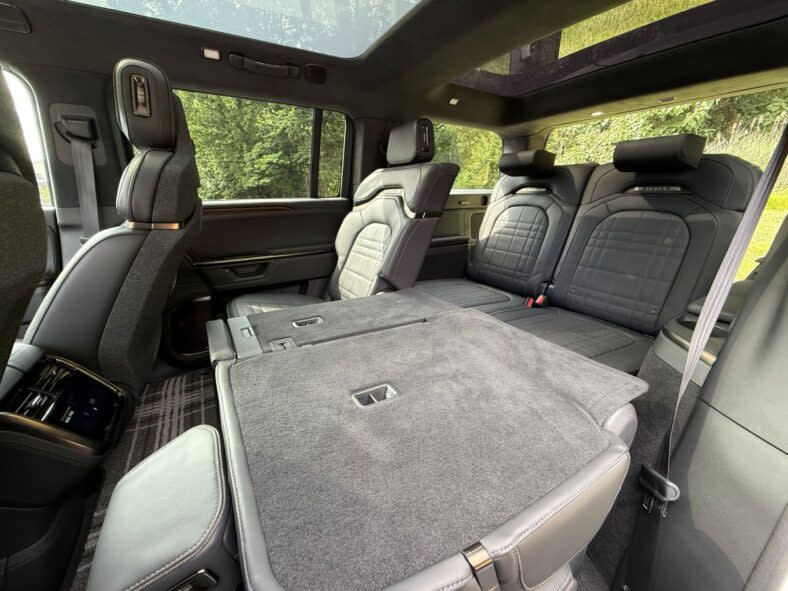 The rear seats in the 2025 Rivian R1S Ascend