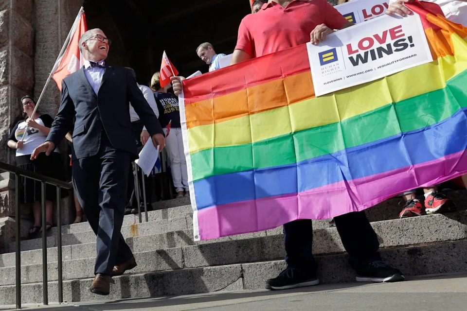 The former clerk’s appeal argues the Supreme Court’s ruling in a gay marriage case was ‘legal fiction,’ as nine states push to either stop certifying gay marriages or have Supreme Court overturn same-sex marriage decision (Copyright 2015 The Associated Press. All rights reserved)