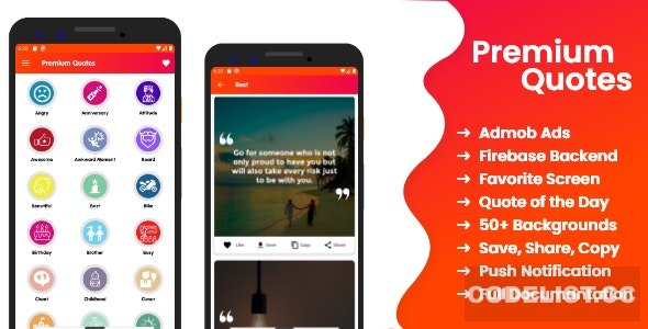 Premium Quotes v1.1 - Android Quotes App With Firebase Admin Panel
