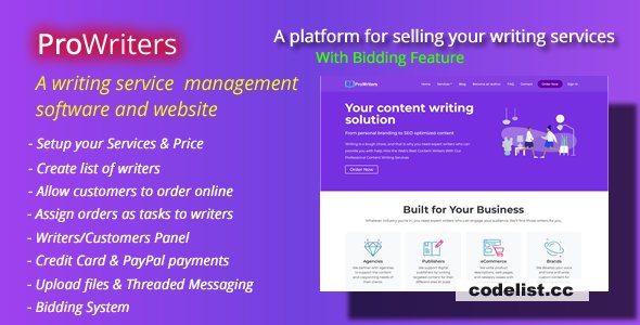 ProWriters v2.1 - Sell writing services online - nulled