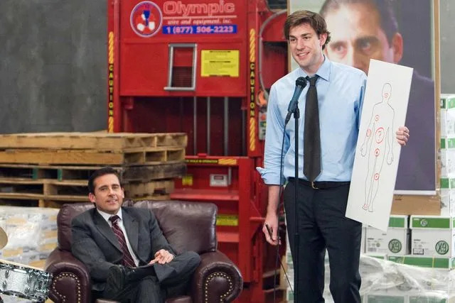 Paul Drinkwater/NBCU Photo Bank/NBCUniversal via Getty Steve Carell and John Krasinski on 'The Office'