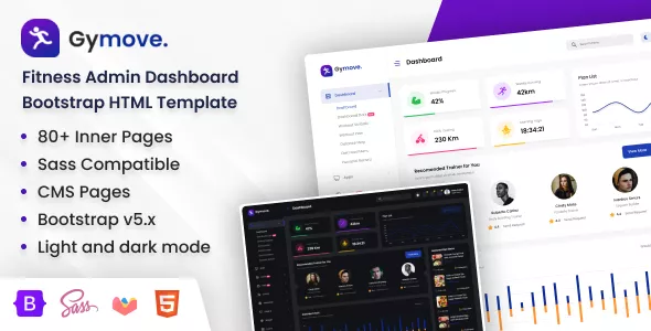 Gymove - Fitness Admin Dashboard Bootstrap HTML Template v2.1