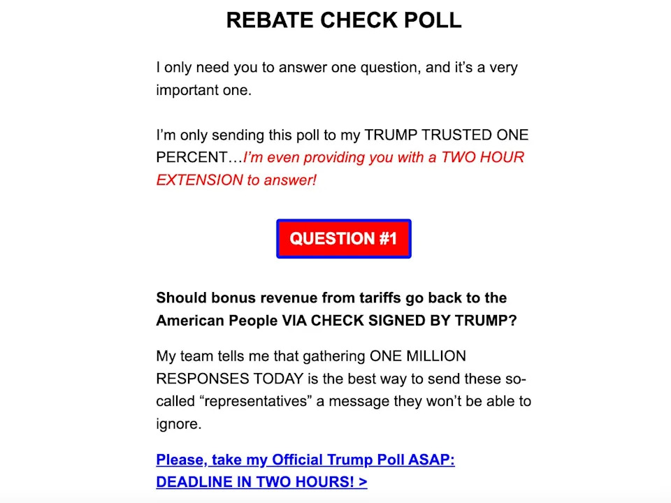 Trump is dangling the idea of government checks to get people to donate to his campaign