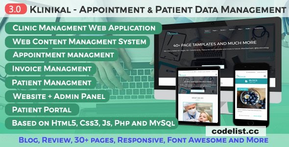 Klinikal v3.0 - Appointment & Patient Data Management Responsive Web Application