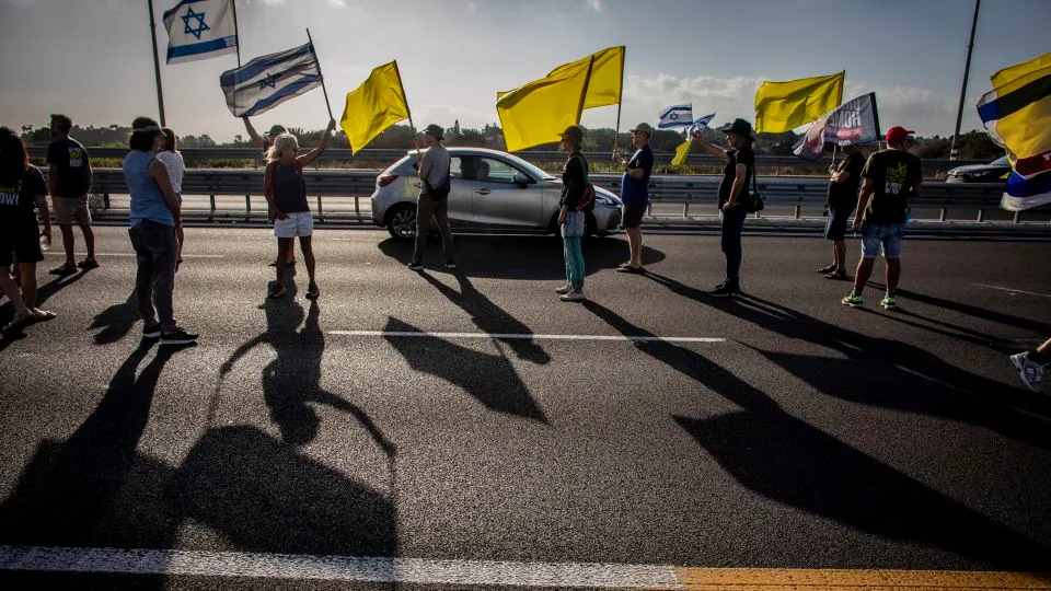 The demonstrations have been growing in size in recent weeks. - Eyal Warshavsky/SOPA Images/LightRocket/Getty Images