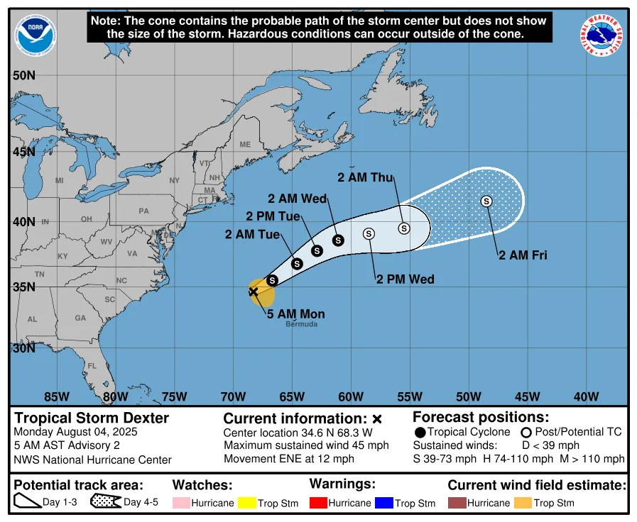 Tropical Storm Dexter forms off US coast. See latest spaghetti models, any Florida impacts